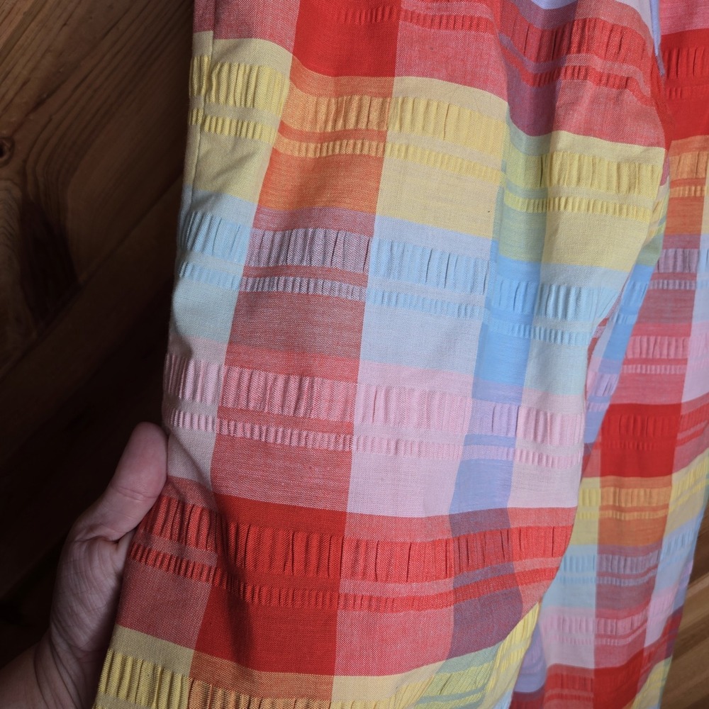 Rare Vintage 70s Plushbottoms High Waisted Rainbow Plaid Bell Bottoms - Picture 5 of 10